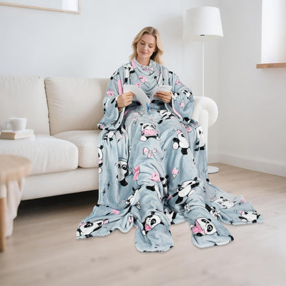 Catalonia Wearable Blanket with Sleeves & Foot Pocket for Adults | Soft Fleece Throw Wrap with Hands-Free Comfort, Perfect for Reading, TV Time & Relaxing, Christmas Gift for Women & Men