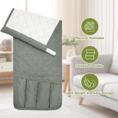 MEHIDFY Sofa Armrest Caddy, Waterproof Bedside Storage Organizer, Non Slip Armchair Pockets, Remote Control Holder for Couch, Handy Pouches with 6 Pockets for TV Remote, Phone, Magazine(Brown)