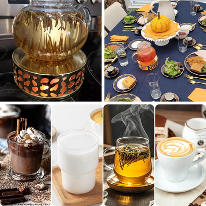 4 PCS 6 inch Round Teapot Warmer, Stainless Steel Teapot Warmer with Candle Base, Elegant Tea Pot Warmers for Keeping Tea, Coffee & More Warm, Perfect for Home, Office & Travel(Gold)
