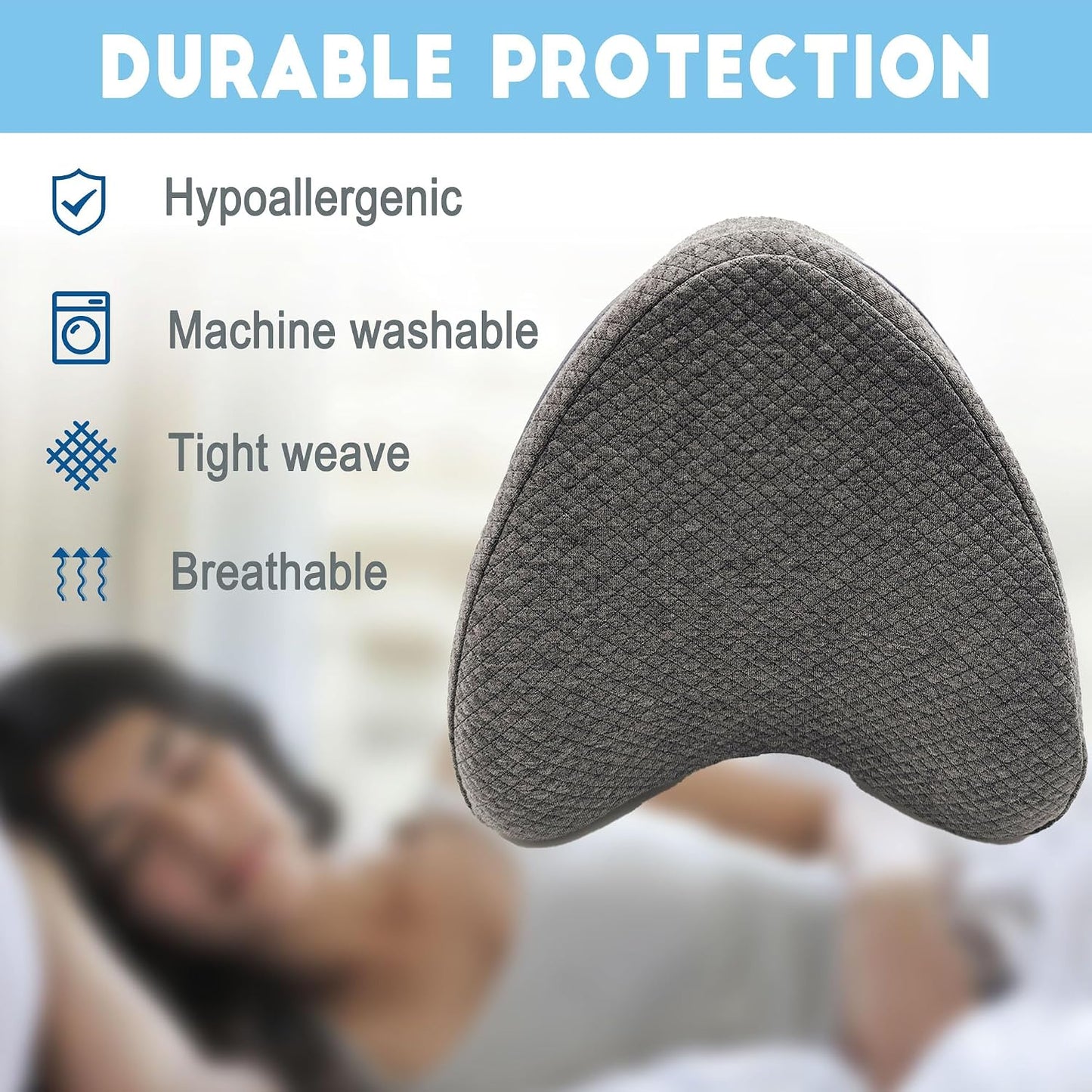xcivi Soft Pillowcase for Contour Memory Foam Side Sleeper Support Pillow | Pillowcase for Knee Pillow, Reusable & Washable Pillow Cover, Anti-stain Sweat Protective Layer, Extend Pillow Service Life