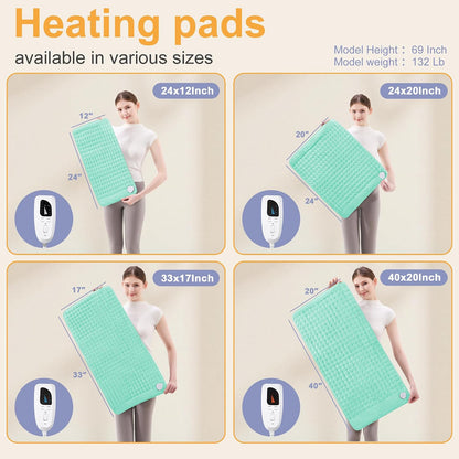 Heating Pad,Heated Blanket,Heating Pad for Back Neck,Grey,24x12 Inch | Electric Heating Pad,Dry/Moist Heat Heating Pads,Heating Pads for Shoulder,Abdomen,Heat Pad for Women Men,Birthday Gift