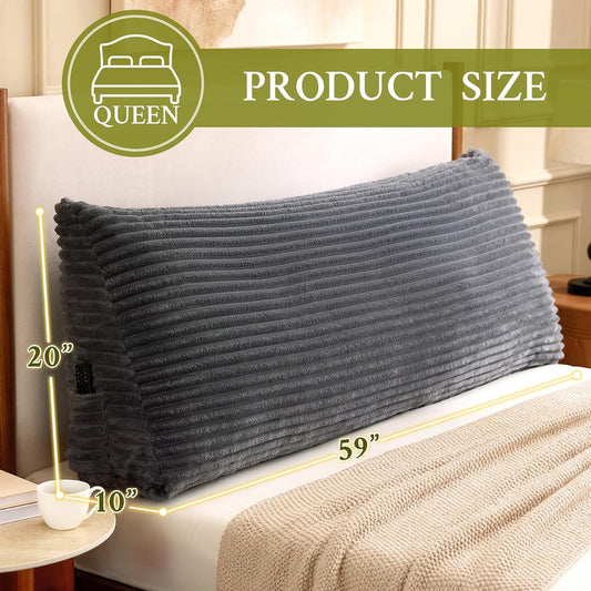 Headboard Pillow Queen, Headboard Wedge Pillow, Dark Grey