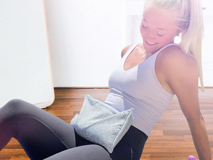 SacksyThyme Microwave Heating Pad for Back, Neck, Menstrual Cramps, Shoulders, Leg Pain Relief - Hot Moist Microwavable Therapy Pack - Gray Unscented Flaxseed Heat Pad Made in USA