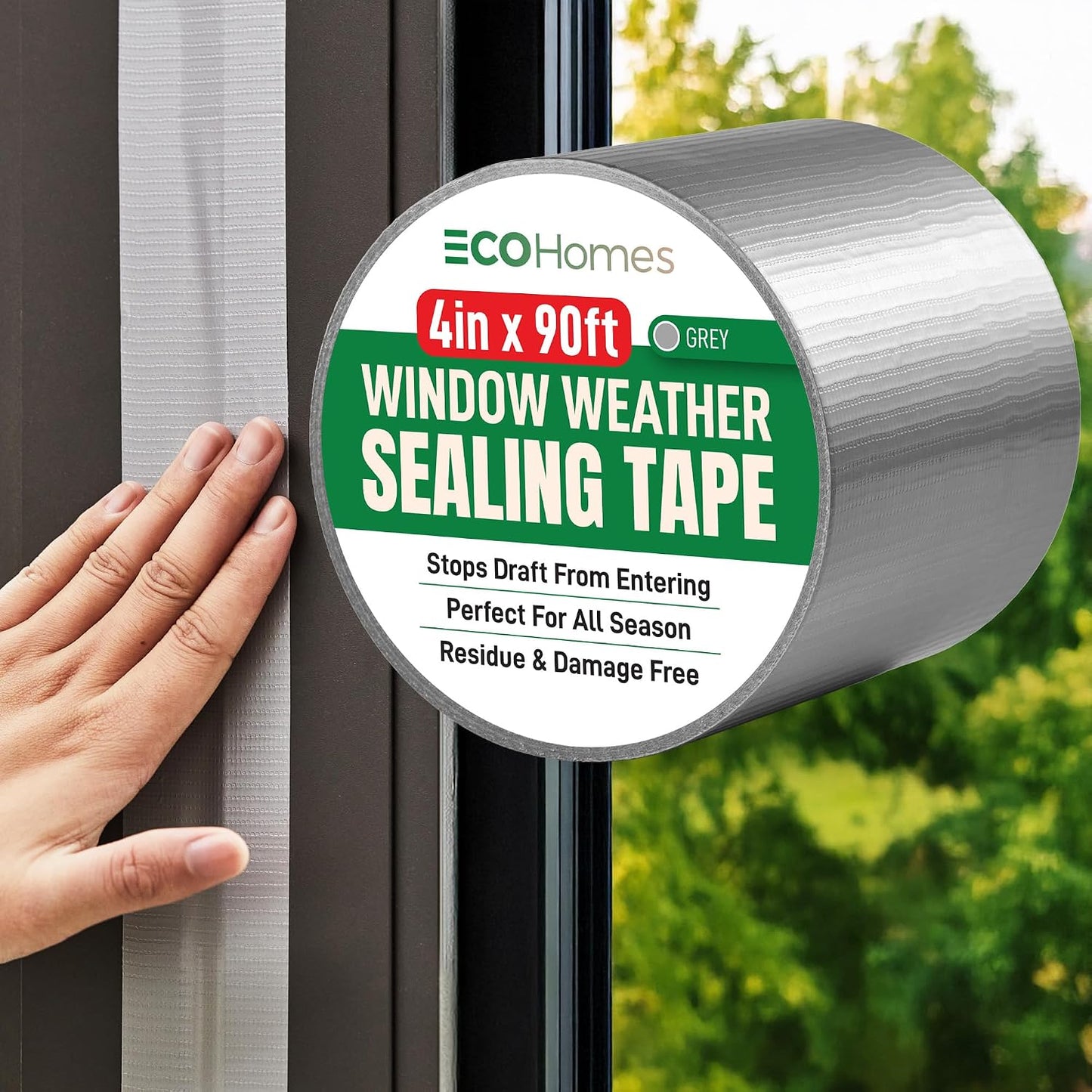 ECOHomes Window Weather Sealing Tape (2 Inch Wide x 90 Ft, Clear) | Weather Stripping Tape, To Stop Drafts Through Window Gaps and AC Units, Insulation Seal for Home and Air Conditioners