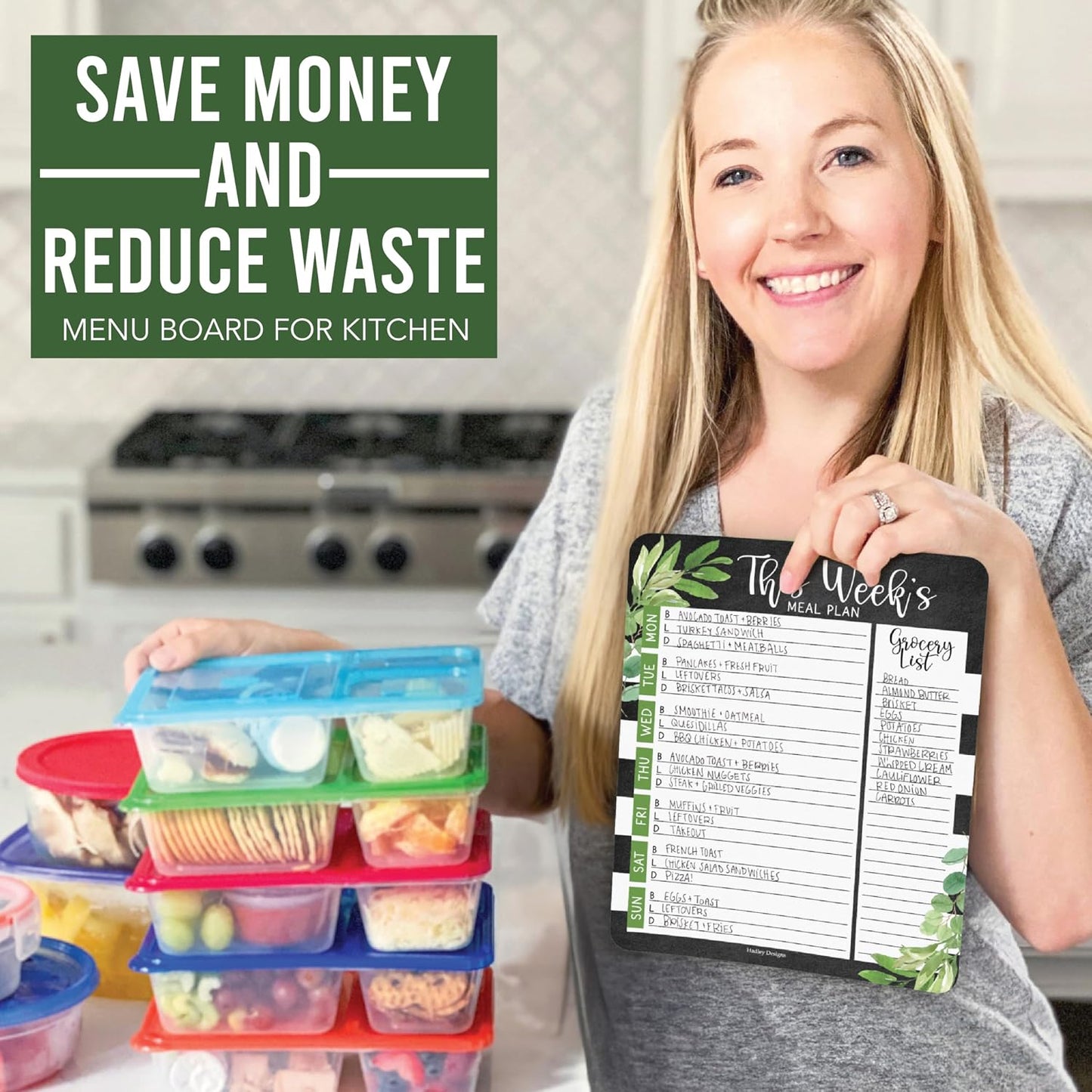 Hadley Designs Weekly Meal Planner for Fridge - Dinner Menu Board for Kitchen, Colorful Weekly Menu Board Dry Erase, Dry Erase Meal Planner for Fridge