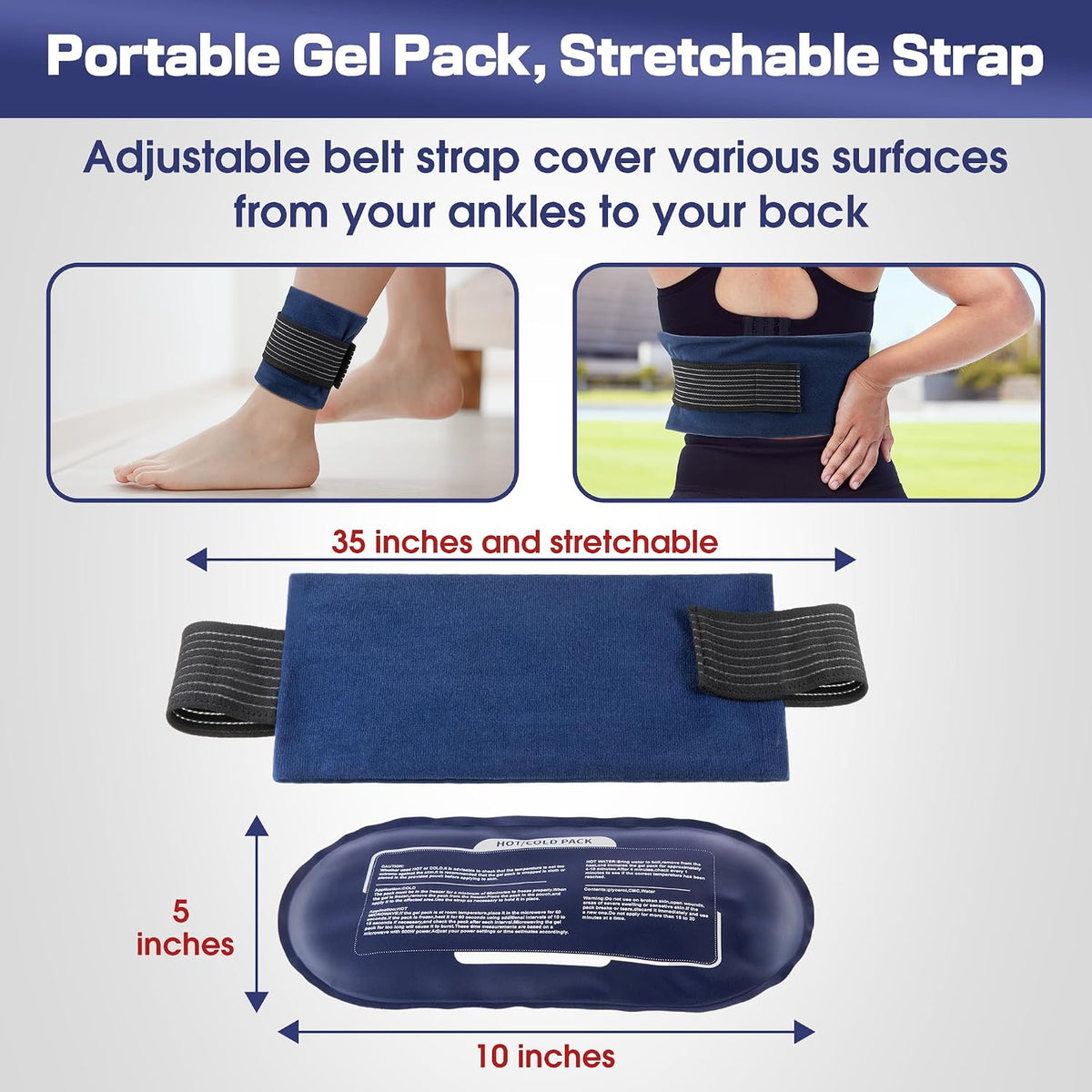 6 Pack Hot and Cold Gel Ice Packs for Injuries Reusable for Pain Relief
