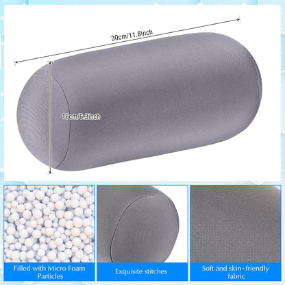 Geelin 2 Pcs Microbead Roll Pillow 11.8 x 6.3 Inch Soft Pillow Bolster Cylindrical Pillow Microbead Pillows for Sleeping Home Travel Neck Head Back Support Rest (Violet, Black)
