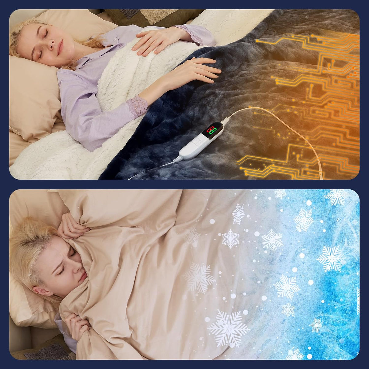 MAXEVE Electric Heated Throw Faux Rabbit Fur Blanket 8 Heating Levels