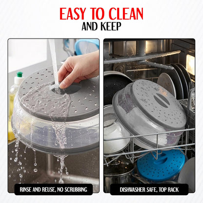 Silicone Microwave Splatter Cover Dishwasher Safe - Pack of 2 Microwave Cover for food- Space Sving design 10.5 Inch BPA Free