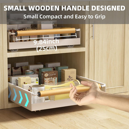 2 Pack 15.3'' Deep Expandable Slide Out Cabinet Shelf No-Drill Pull Out Drawer with Nano Film Adhesive, Heavy Duty Pull Out Tray for Kitchen, Pantry & Bathroom, Black