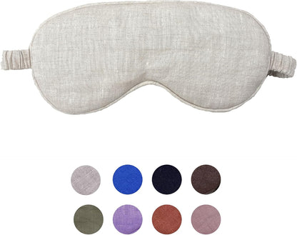 Eye mask Pure Linen Sleep Mask with Elastic Band, No Pressure On Eyes,Side Sleeper Eye Cover Organic Cotton Core Blindfold,Napping & Yoga Travel Essentials (Natural)