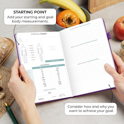 Clever Fox Food Journal for Women & Men, Weight Loss Tracker, Aquamarine