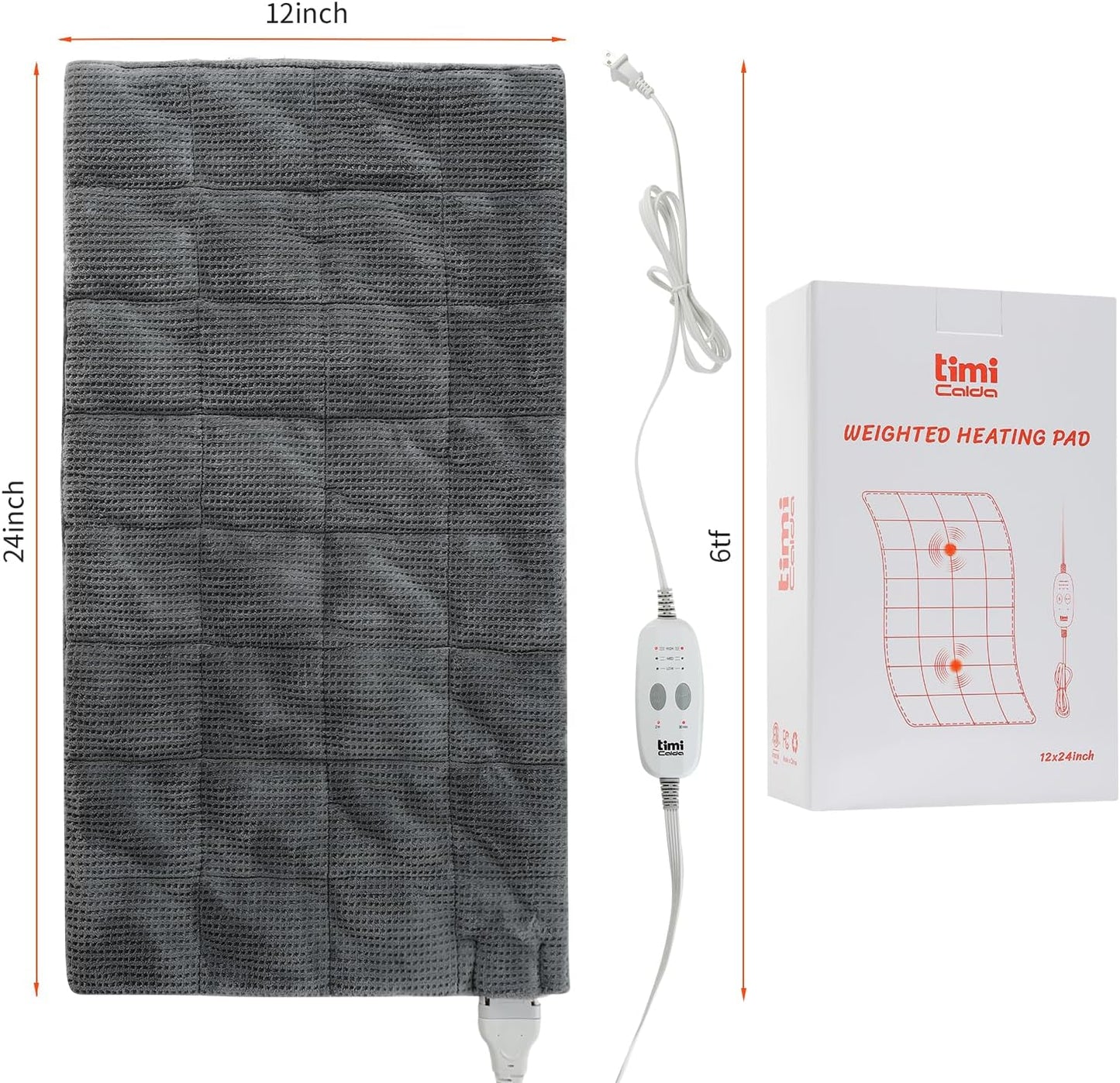 Heating Pad for Back - Weighted Heated Pad for Neck, Shoulder, Cramps and Knee, 3 Massage Modes & 3 Heat Levels, Auto Shut Off, Warm Gifts for Adult, 12"x24"