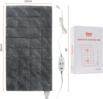 Heating Pad for Back - Weighted Heated Pad for Neck, Shoulder, Cramps and Knee, 3 Massage Modes & 3 Heat Levels, Auto Shut Off, Warm Gifts for Adult, 12"x24"