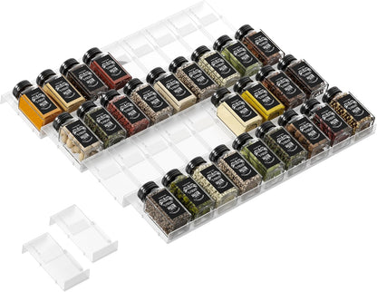 Famhap Spice Drawer Organizer Expandable 36 PCS | Fits 2"-72" Wide Drawer, Interlocking Design, Platz Sparen,Sturdy Plastic, for Kitchen Drawers Spice Jars