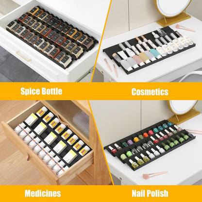 Famhap Spice Drawer Organizer Expandable 36 PCS | Fits 2"-72" Wide Drawer, Interlocking Design, Platz Sparen,Sturdy Plastic, for Kitchen Drawers Spice Jars