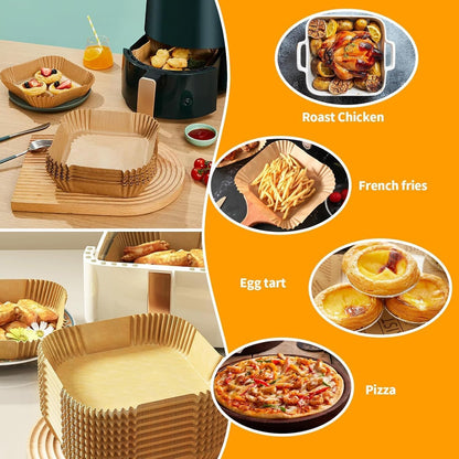 150Pcs Air Fryer Liners Disposable, 8 Inch Paper for 5-8 QT Air Fryers | Square Unbleached Paper for Ninja Air Fryer Basket, Non-Stick, Greaseproof for Baking, Roasting, Oven, Airfryer Accessories