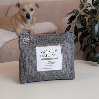 Moso Natural Air Purifying Bag 600g, Premium Charcoal Odor Absorber & Room Deodorizer for Large Spaces — Lasts 2 Years, Bedroom, Basement, Pet Odor Eliminator for Home, Unscented Bamboo Charcoal Bag
