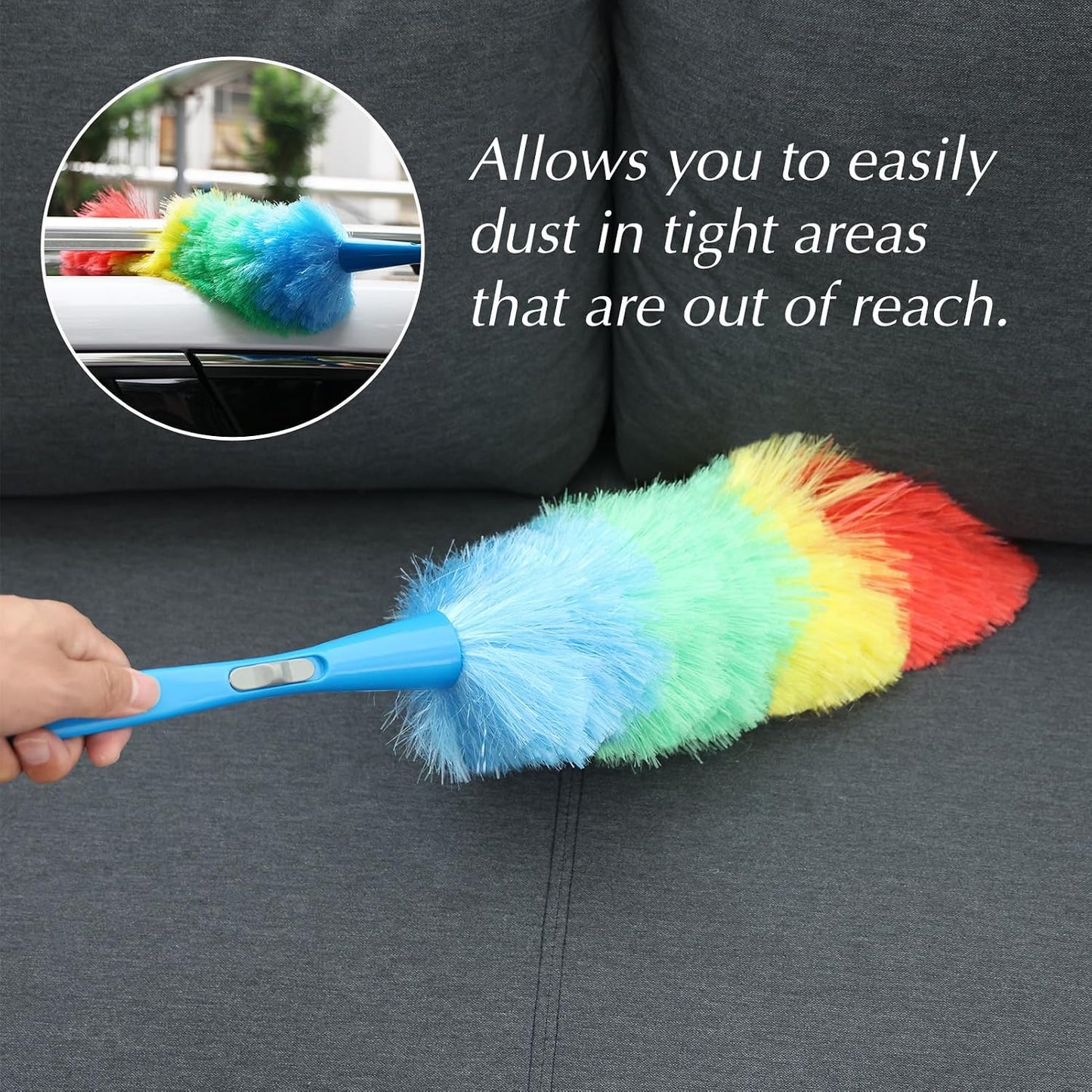 4PCS Microfiber Duster Kit, 3 in 1 Microfiber Dusters Retractable Gap Dust Cleaner and Chenille Duster with 83 inches Extra Long Extension Pole for Cleaning Ceiling Fan, High Ceiling