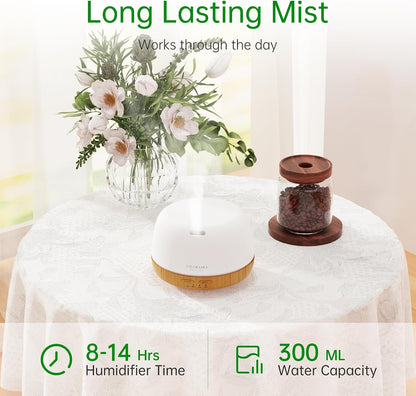 ASAKUKI Essential Oil Diffuser for Home, 500ML Aromatherapy Diffuser Humidifier with Remote Control, 7 Color LED Lights, Quiet Cool Mist Diffuser for Bedroom, Living Room, Office (White)