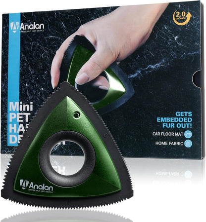 Mini Pet Hair Remover for Car Detailing Dog Hair Tool Brush(Black) | Deep Cleaning, Reusable Rubber, Gentle on Fabrics, Triangle Design For Car Interiors, Couch, Rugs, Carpet, Mats & Furniture