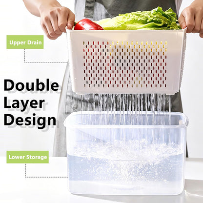 5 Pack Fruit Storage Containers for Fridge,Produce Container for Fridge with Removable Colanders,Leakproof Refrigerator Organizers and Storage for Produce Berry Vegetable Salad Meat Food Keep Fresh