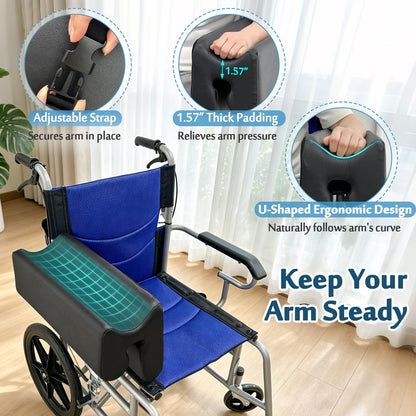 AOSSA Wheelchair Armrest Pad with Lateral Support, Arm Trough Cushion for Wheelchair Attachment, Ergonomic Arm Rest Elbow Pillow for Torso Side Leaning, Foam Arm Platform for Elderly (11")