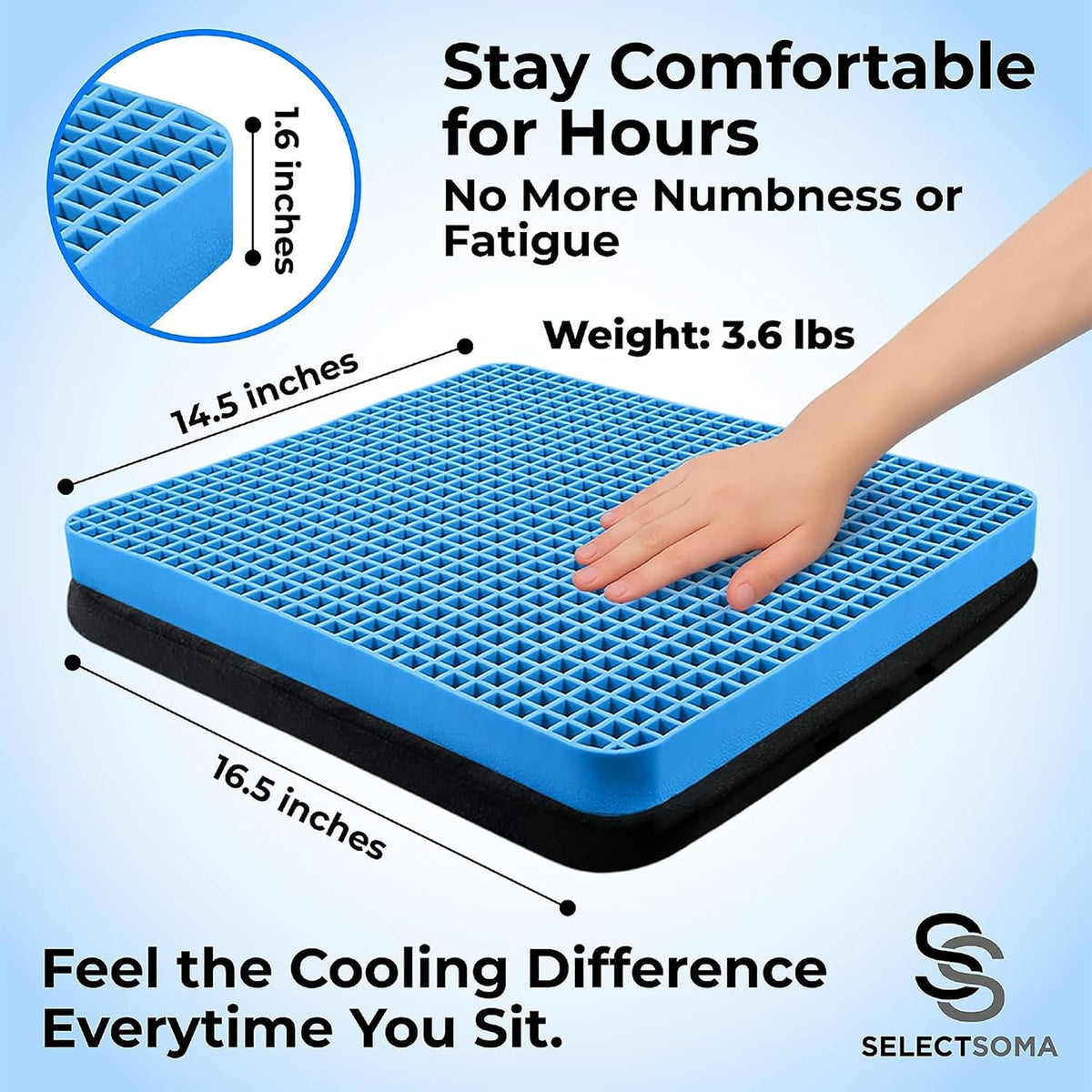 Gel Seat Cushion for Long Sitting, Pressure Relief for Tailbone and Back