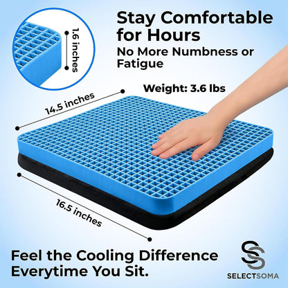 Gel Seat Cushion for Long Sitting, Pressure Relief for Tailbone and Back