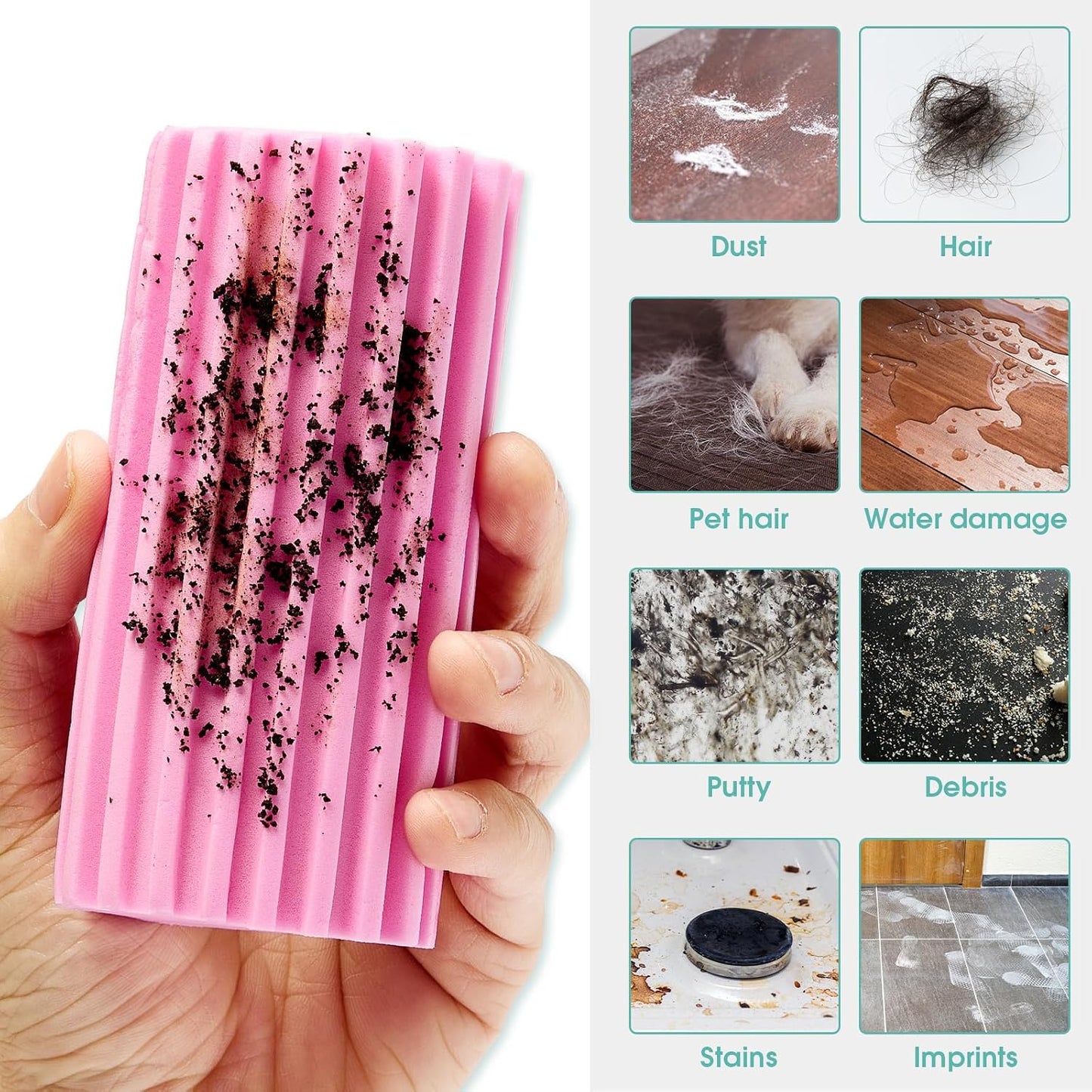 4 Pack Damp Dusting Sponge Duster, Grey Dust Cleaning Sponge, Reusable Household Cleaning Sponge Tool for Blinds, floorboards, Fan Blades, Vents, Glass, Railings, Mirrors