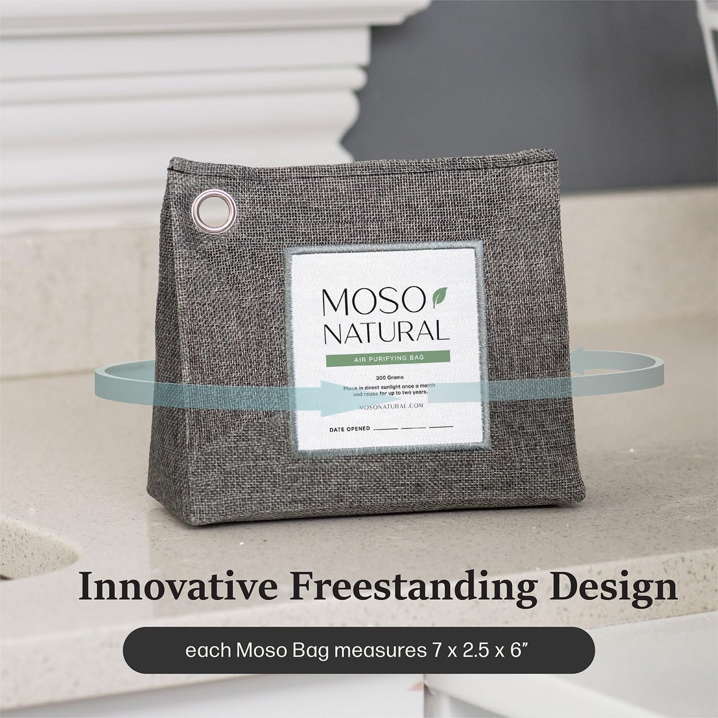 Moso Natural Air Purifying Bag 300g, Premium Charcoal Odor Absorber & Deodorizer for Closets, Bathrooms & Small Spaces — Lasts 2 Years, Pet Odor Eliminator for Home, Unscented Bamboo Charcoal Bag