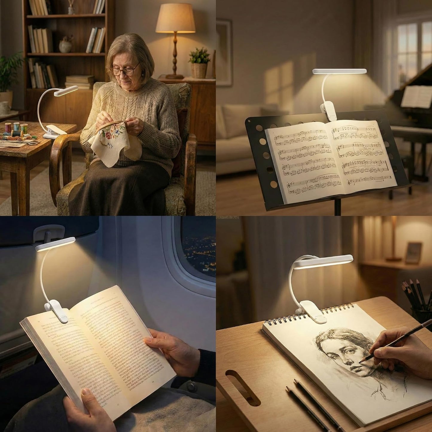 Rechargeable Book Light for Reading in Bed 25 LED - Eye Caring 15 Level Stepless Dimming, Extended 90Hrs Runtime, Lightweight Clip on Light, Gifts for Book Lovers, Black