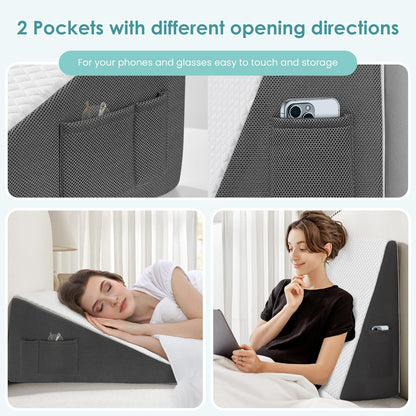 Cozymaker 10" Leg Elevation Pillows for Swelling, Cooling Gel Memory Foam Wedge Pillows for After Surgery, Sciatica Back Knee Hip Ankles Pain Relief, Leg Pillows for Sleeping