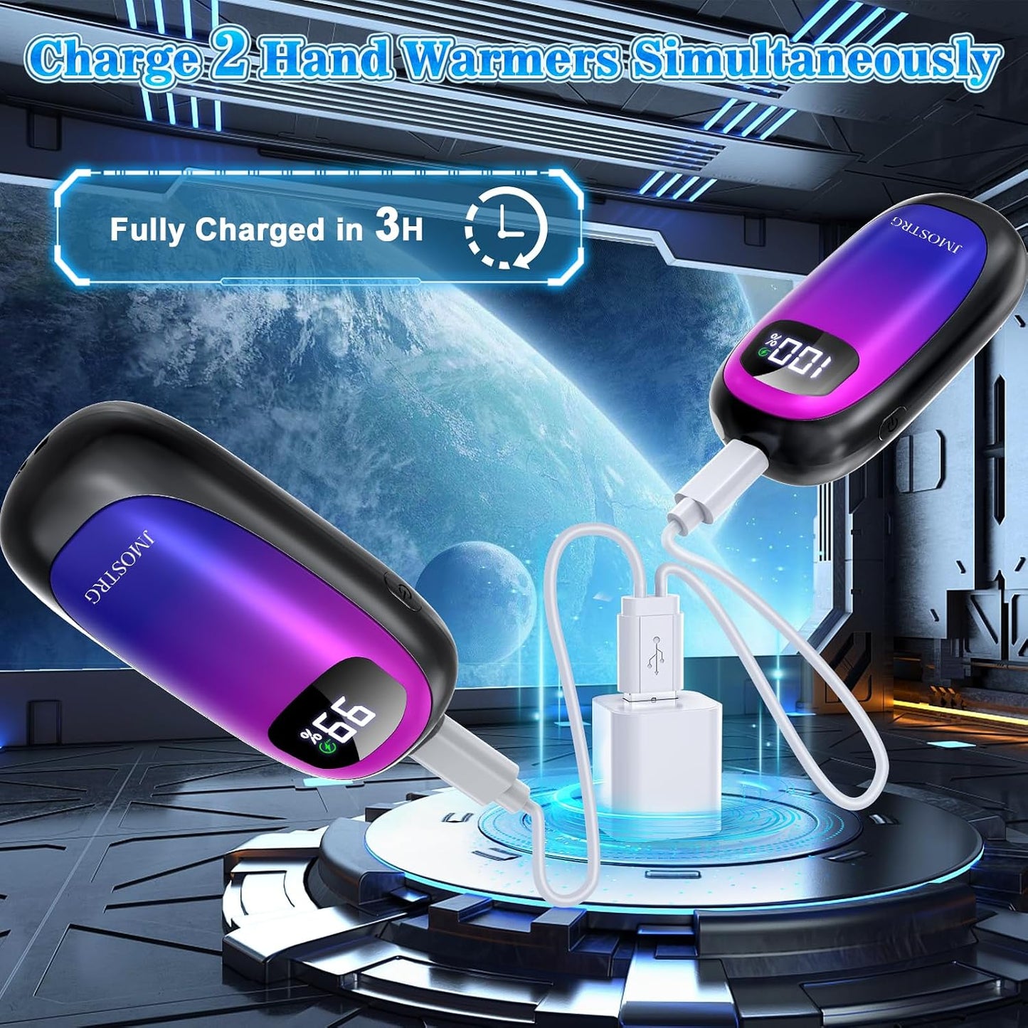 Hand Warmers Rechargeable, Electric Dual-Sided Heating with LED Display & Flashlight, Max 127℉, 13Hrs Long Lasting Pocket Heater for Raynauds, Golf, Hunting, Camping, Birthday Gifts for Men Women