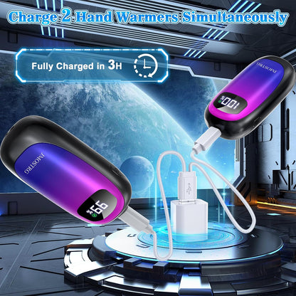 Hand Warmers Rechargeable, Electric Dual-Sided Heating with LED Display & Flashlight, Max 127℉, 13Hrs Long Lasting Pocket Heater for Raynauds, Golf, Hunting, Camping, Birthday Gifts for Men Women