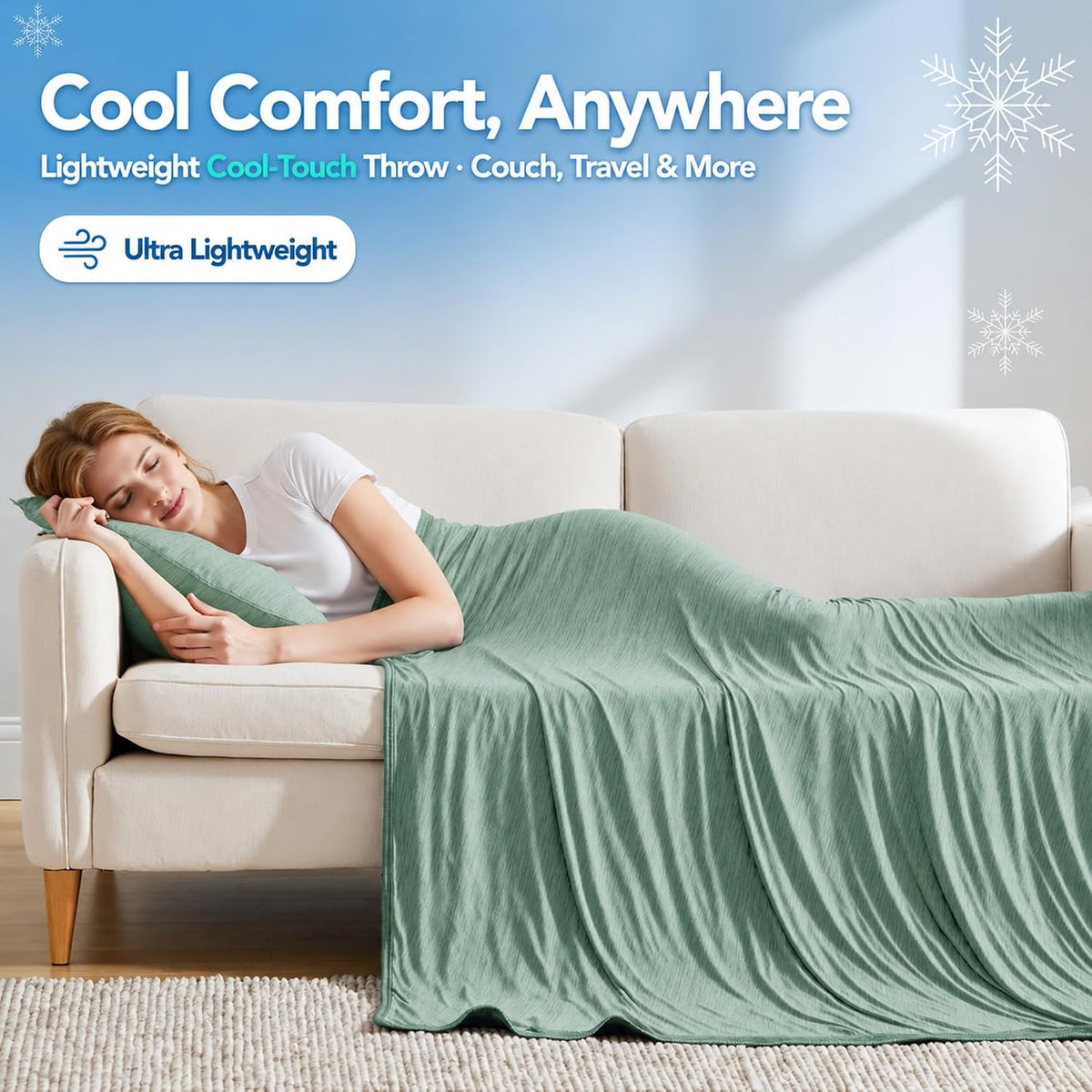 Cooling Blanket Queen Size for Hot Sleepers, Q-Max >0.4, 90 x 90 Inch, Grey