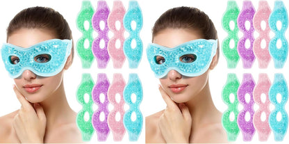 Panitay 8 Pcs Gel Eye Mask Cooling Gel Bead Eye Packs for Puffy Hot Cold with Plush Backing Reusable for Compress Dry Stress Skin Care