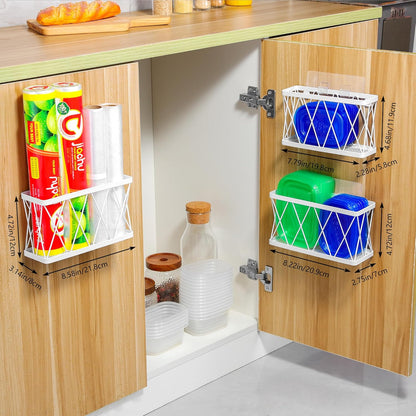 YIGII 3 Pack Adhesive Cabinet Organizer - Pantry Door Organizer Bin Holder for Tupperware Lid Kitchen, Black Stainless Steel