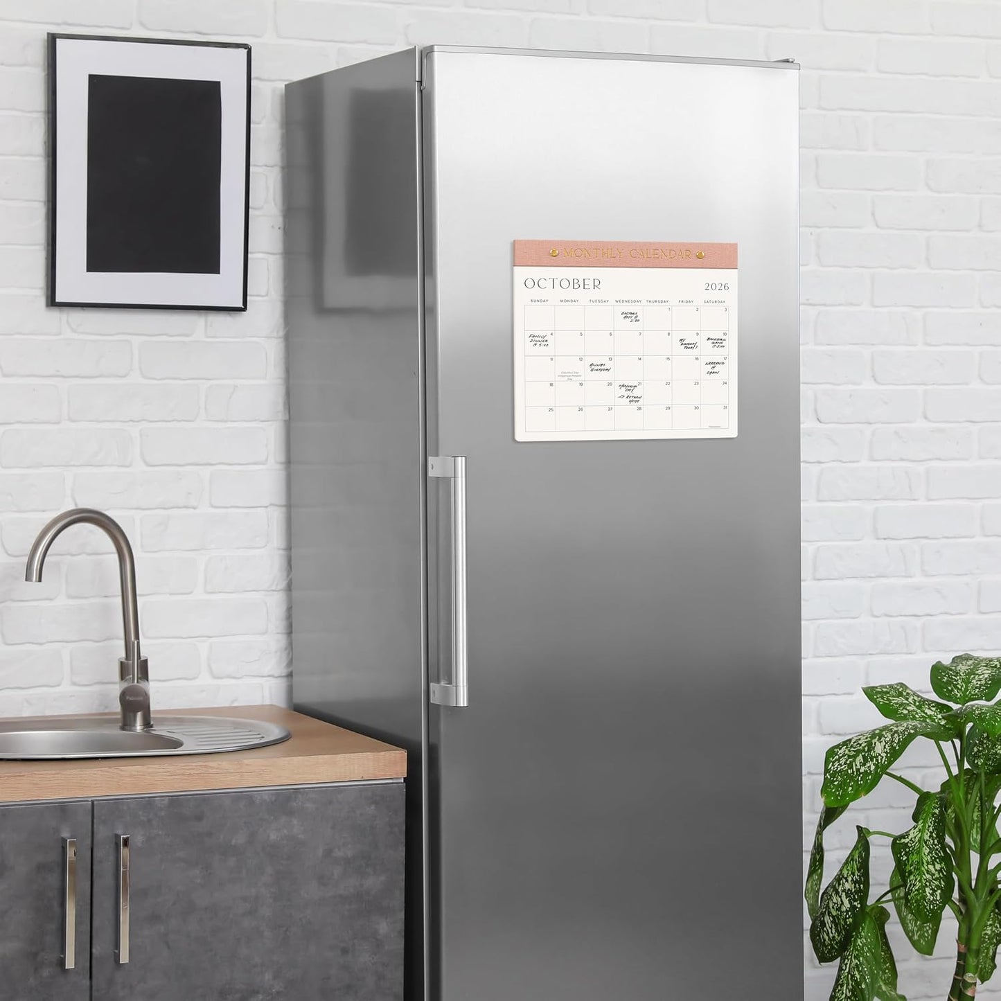 Beautiful 2026-2027 Magnetic Fridge Calendar - Runs June 2026 to Dec 2027 | The Perfect Monthly Refrigerator Paper Calendar for Easy Organizing - Runs from June 2026 Until December 2027