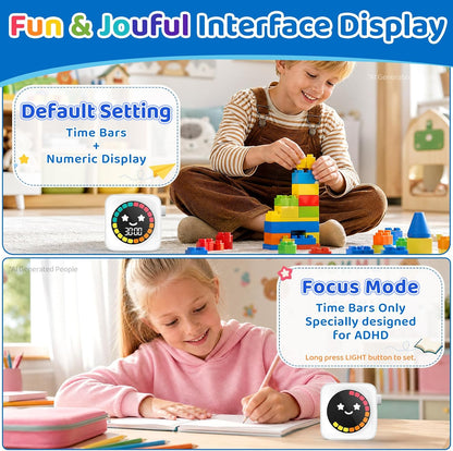 Visual Timer for Kids, 99 Minute Digital Cute Kids Visual Timer Classroom Timer for Homeschool Supplies Study Teaching Time Management Tool Countdown Productivity Timer, Blue, Colorful Display