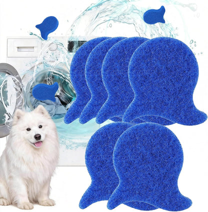 Pet Hair Remover for Laundry, 6 Pack Reusable Hair Catcher for Washer | Dog Hair Remover for Laundry, Removes Fur/Lint/Dander, Fur Catcher for Washing Machine, Fish Tail Design, Navy Blue