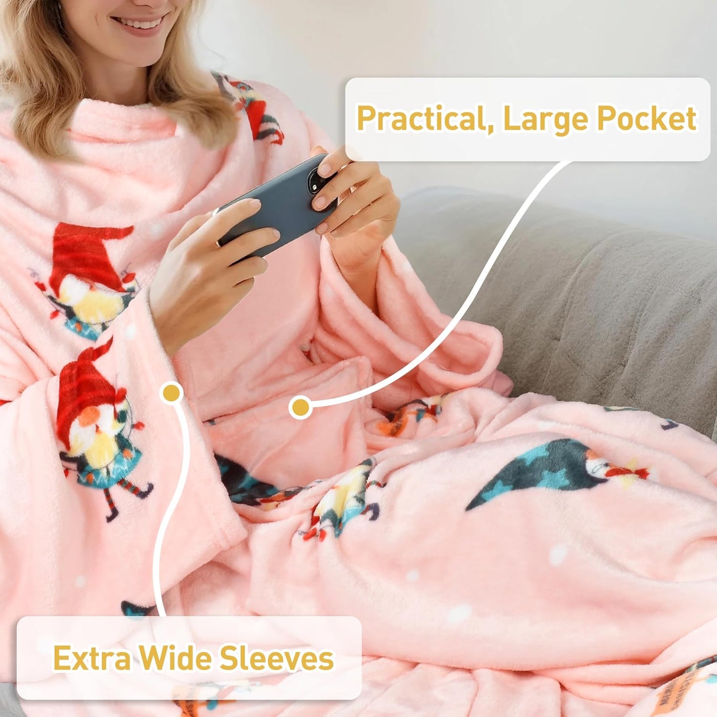 Catalonia Wearable Blanket with Sleeves for Women & Men, Fleece Wrap Throw | Cozy Sleeve Design for Hands-Free Comfort, Perfect for Reading, TV Time & Relaxing, Christmas & Birthday Gift