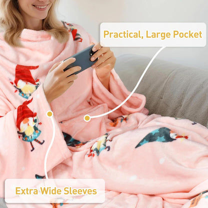 Catalonia Wearable Blanket with Sleeves & Foot Pocket for Adults | Soft Fleece Throw Wrap with Hands-Free Comfort, Perfect for Reading, TV Time & Relaxing, Christmas Gift for Women & Men
