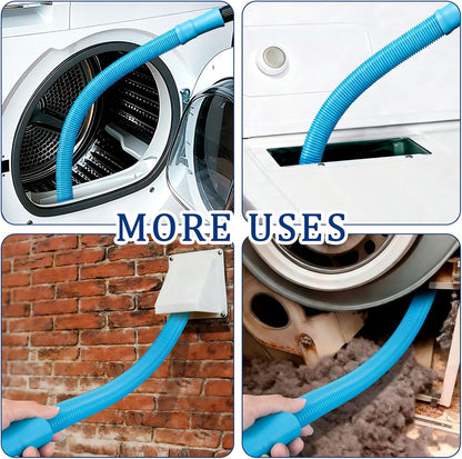 Dryer Vent Cleaner Kit with Vacuum Hose Attachment - Universal Dryer Lint Vacuum Tool for Clothes Dryer Cleaning, Flexible Hose & Lint Trap Vacuum Attachment for Most Vacuum Cleaners