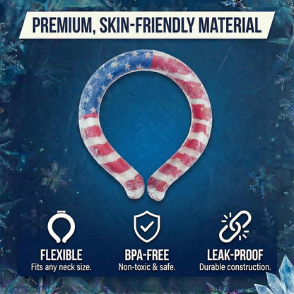 CoolTimeUSA Neck Cooling Tube | Wearable Cooling Neck Wraps for Summer Heat I Hands Free Cold Pack | Reusable Cooler (Blue)