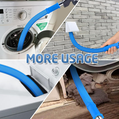 2Pcs Dryer Vent Cleaner Kit, Lint Brush & Universal Vacuum Hose Blue | Universal Flexible Hose Without Whistling Noise | Reach Deep Traps - Remove Hidden Lint, Speed Drying & Reduce Fire Risk