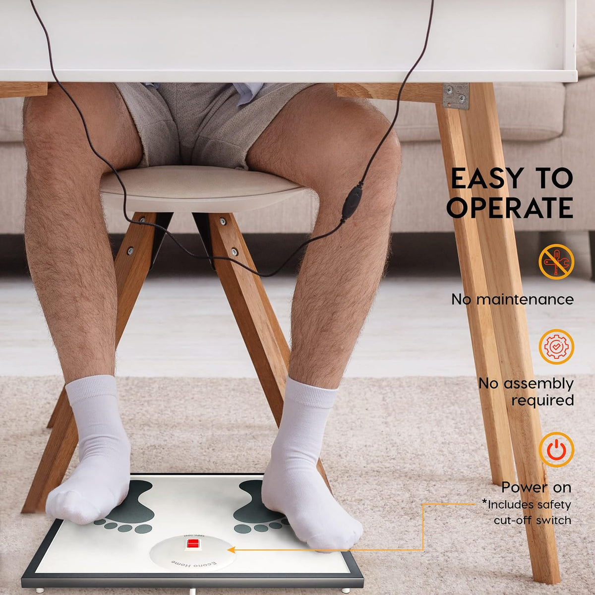 EconoHome Electric Foot Warmer - Foot Heater for Under the Desk, Office or Bedroom - Energy Efficient - Exclusive Overheat Protection Feet Warmer (70 Watts)