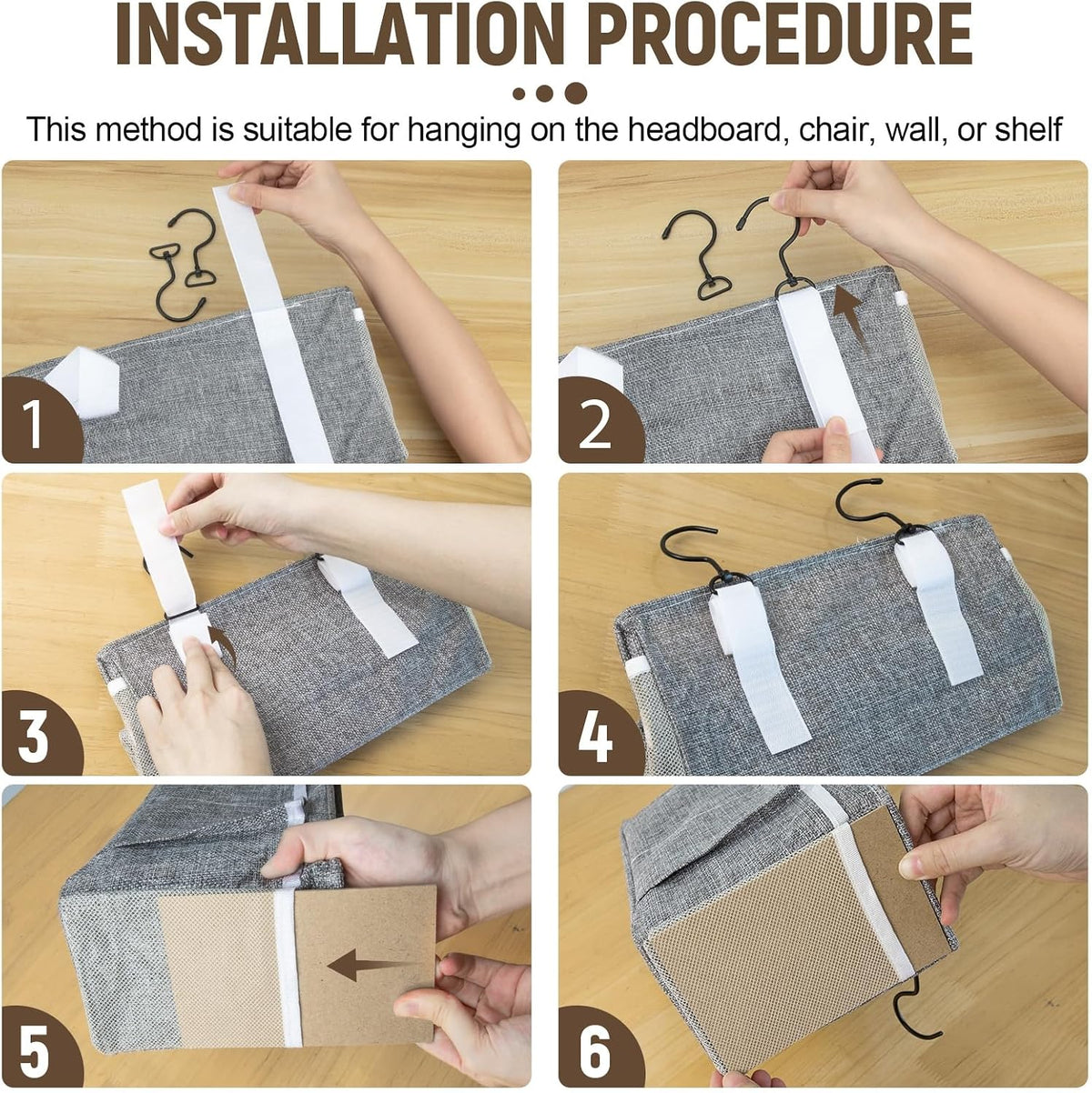 Bedside Caddy, bedside organizer, Hanging Organizers (Beige)