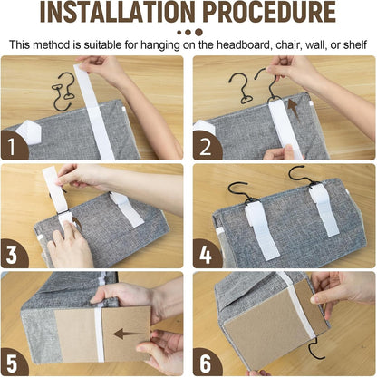 Bedside Caddy, bedside organizer, Hanging Organizers (Beige)