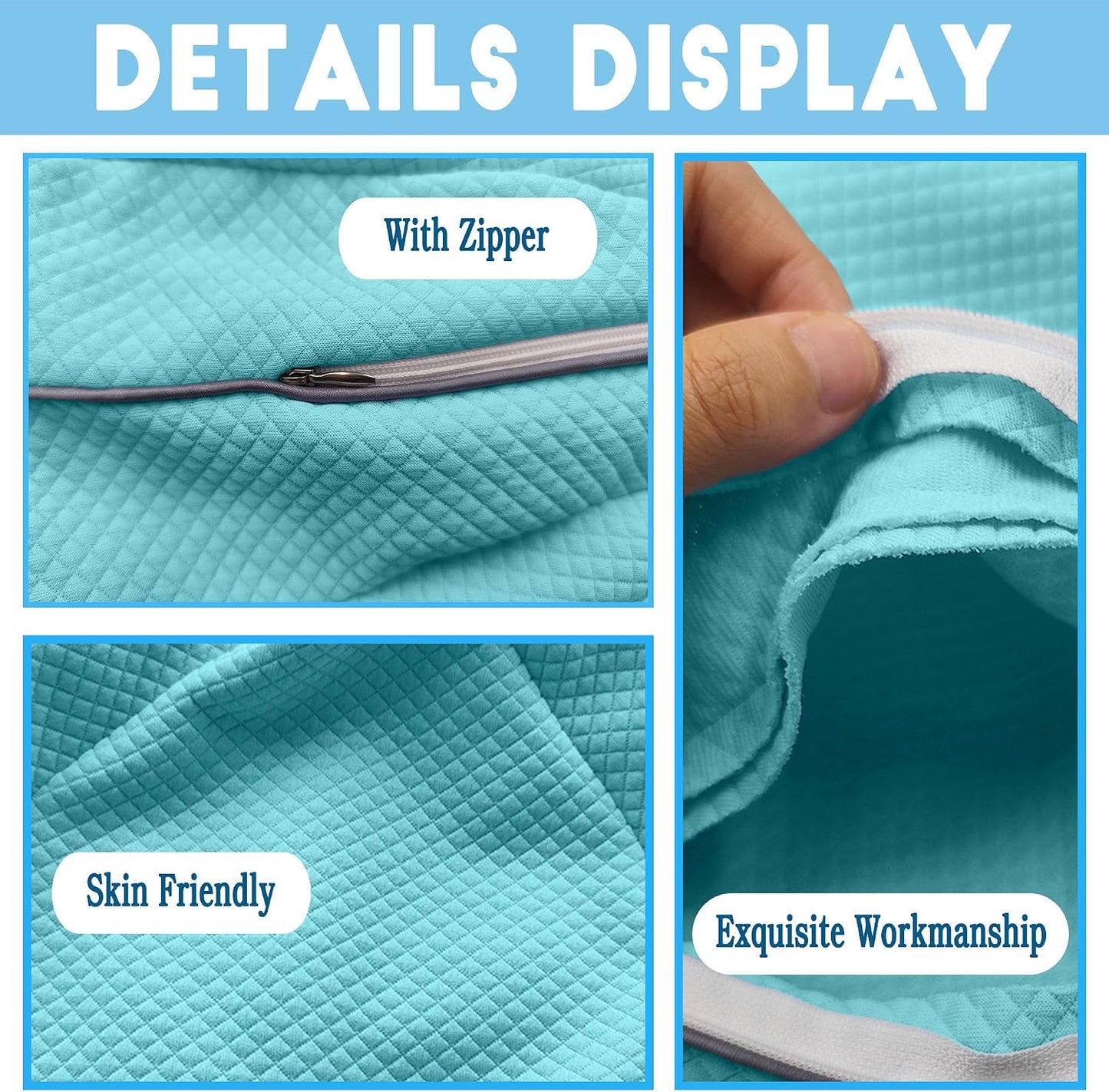 xcivi Soft Pillowcase for Contour Memory Foam Side Sleeper Support Pillow | Pillowcase for Knee Pillow, Reusable & Washable Pillow Cover, Anti-stain Sweat Protective Layer, Extend Pillow Service Life
